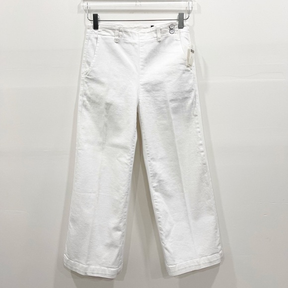 Anthropologie AG Juliette Mid-Rise Trouser Jeans Nautical Wide Leg Crop 25 White - Picture 2 of 14